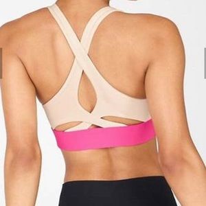 No bounce high impact sports bra tan/pink